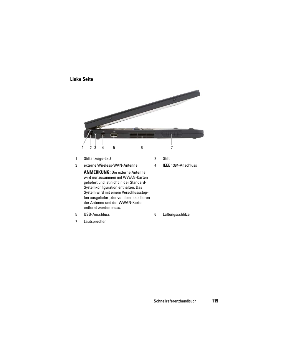 Linke seite | Dell Latitude XT (Late 2007) User Manual | Page 115 / 234