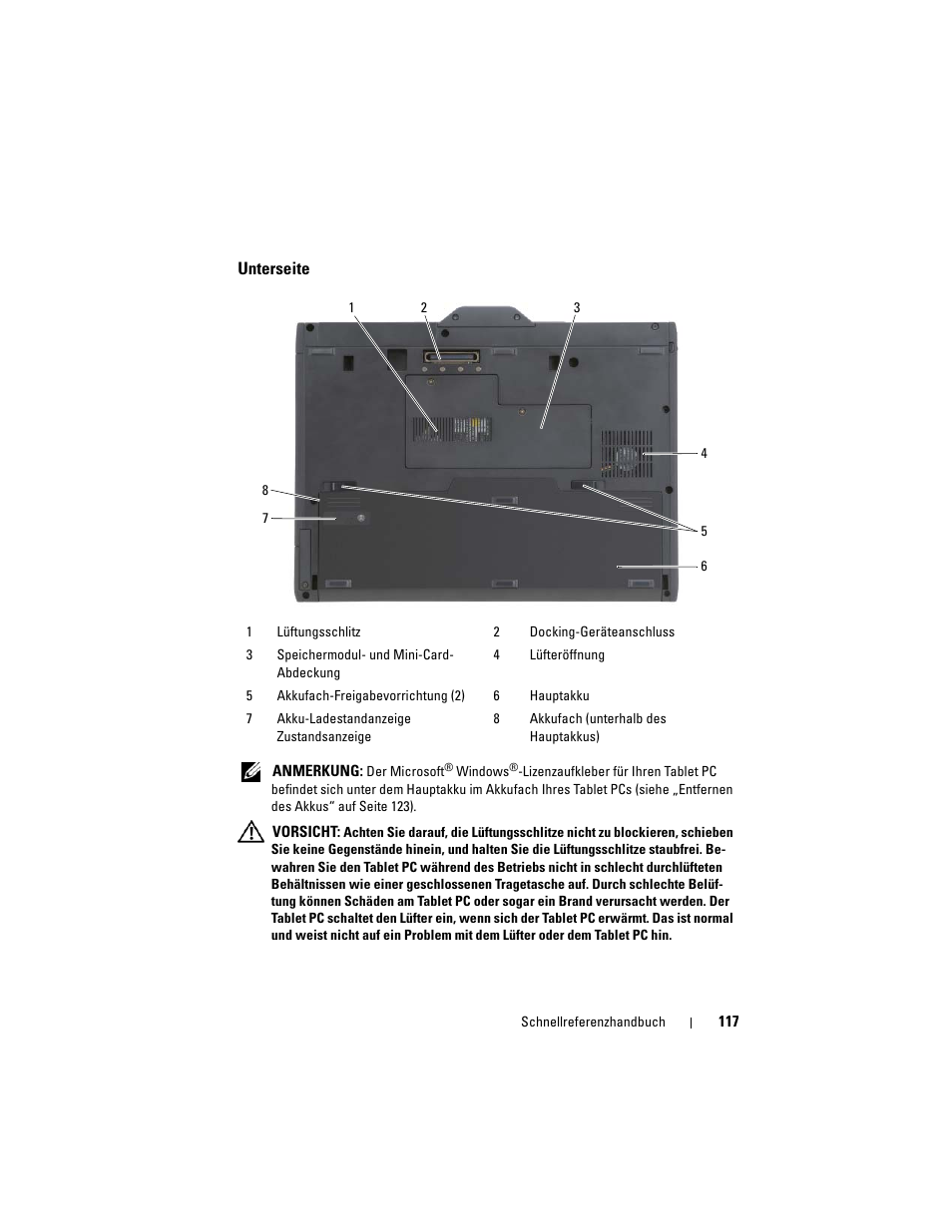 Unterseite | Dell Latitude XT (Late 2007) User Manual | Page 117 / 234