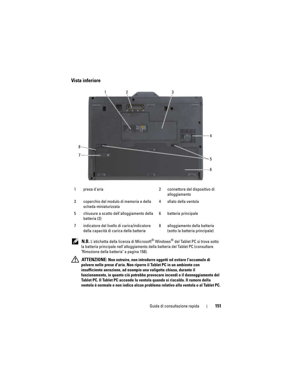 Vista inferiore | Dell Latitude XT (Late 2007) User Manual | Page 151 / 234