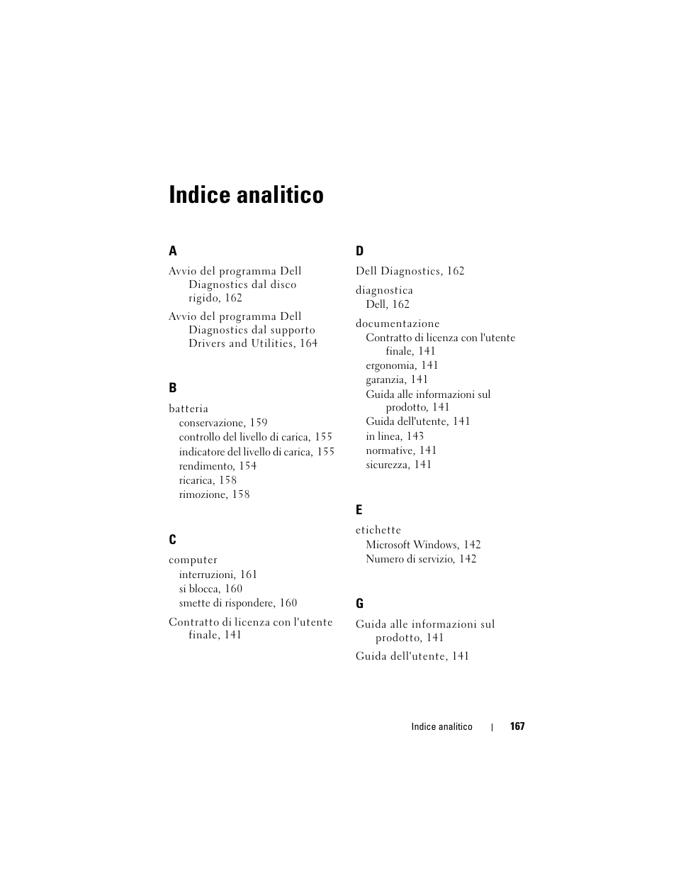 Indice analitico | Dell Latitude XT (Late 2007) User Manual | Page 167 / 234