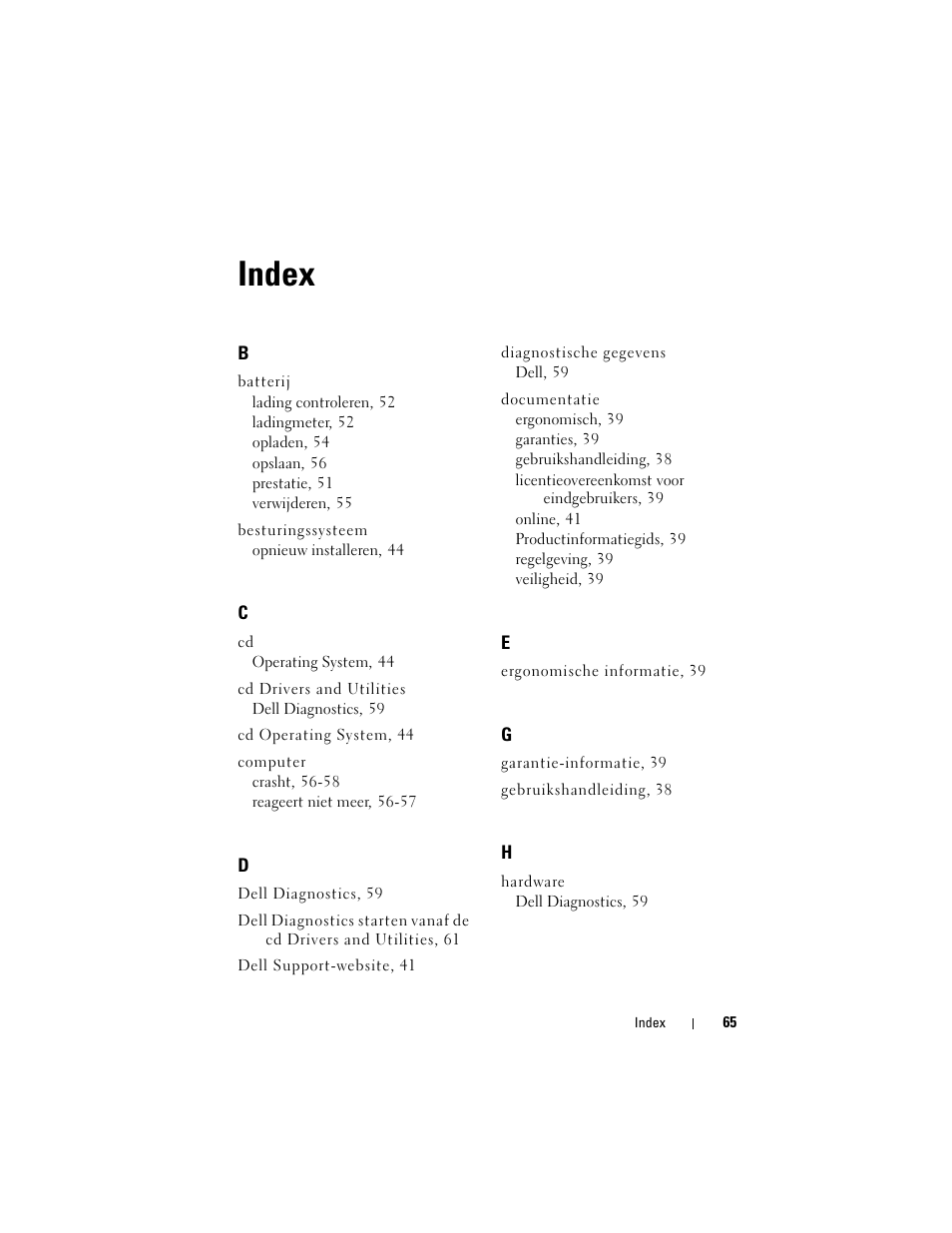 Index | Dell Latitude XT (Late 2007) User Manual | Page 65 / 234