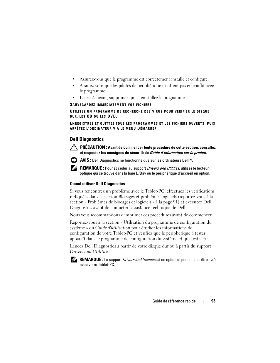 Dell diagnostics | Dell Latitude XT (Late 2007) User Manual | Page 93 / 234