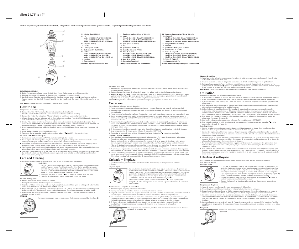 Black & Decker BL10450HR User Manual | 2 pages