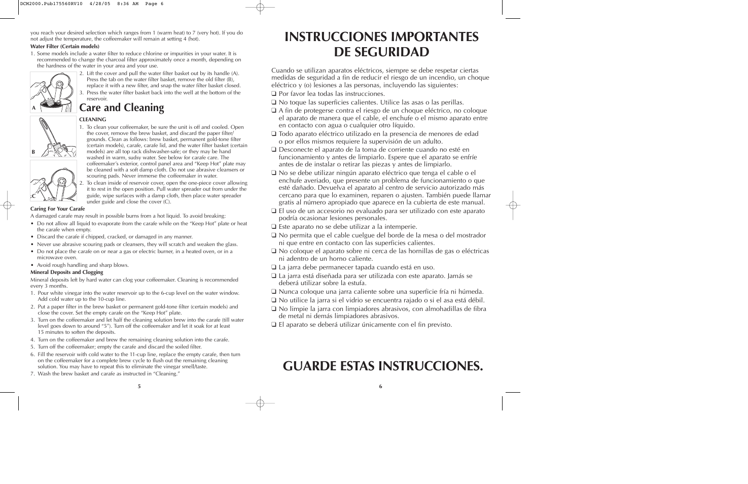 Care and cleaning | Black & Decker DCM2000 User Manual | Page 4 / 13