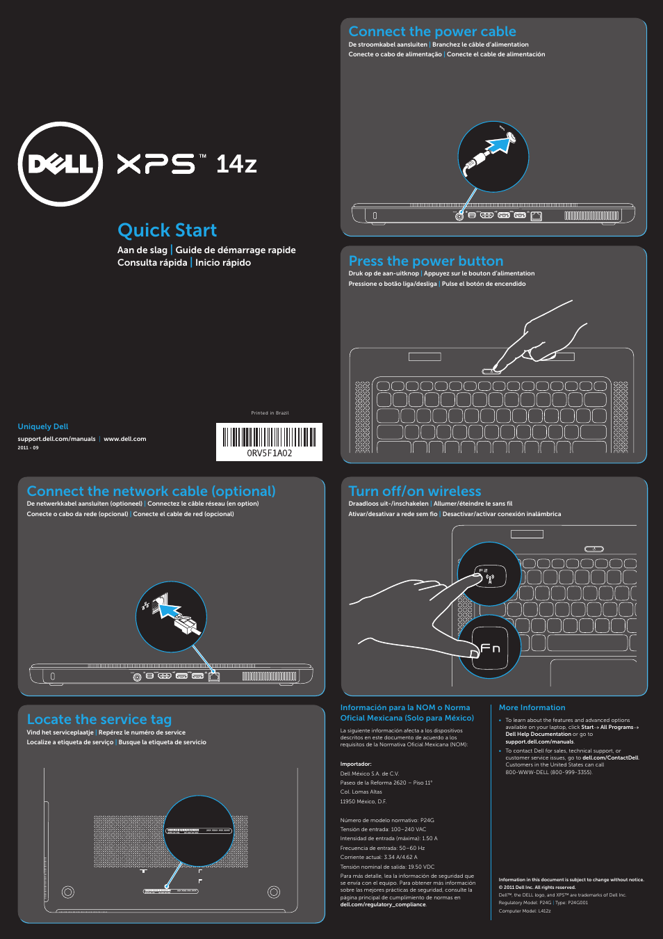 Dell XPS 14Z (L412Z, Late 2011) User Manual | 2 pages