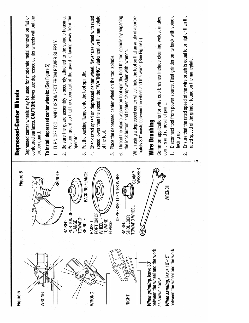 Depressed-center wheels, Wire brushing | Black & Decker 6112 User Manual | Page 7 / 13