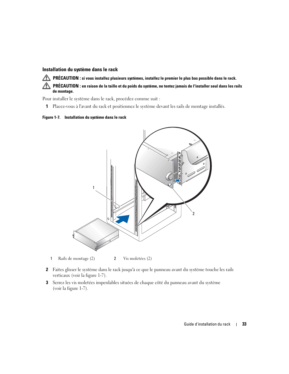 Installation du système dans le rack | Dell POWERVAULT MD1000 User Manual | Page 35 / 92