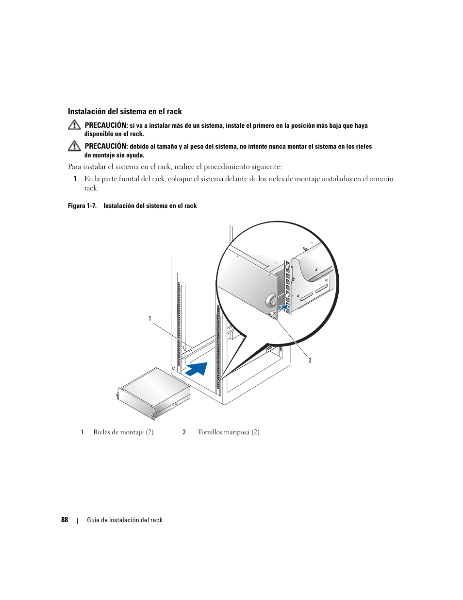 Instalación del sistema en el rack | Dell POWERVAULT MD1000 User Manual | Page 90 / 92