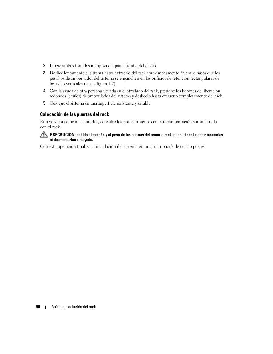 Colocación de las puertas del rack | Dell POWERVAULT MD1000 User Manual | Page 92 / 92