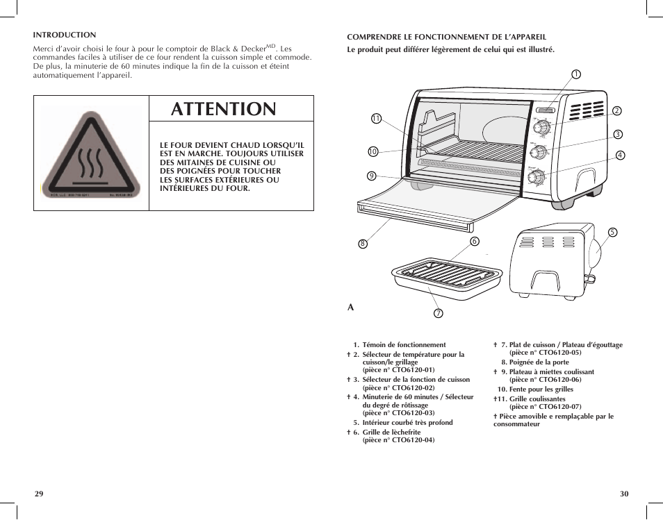 Attention | Black & Decker CTO6120B User Manual | Page 16 / 23