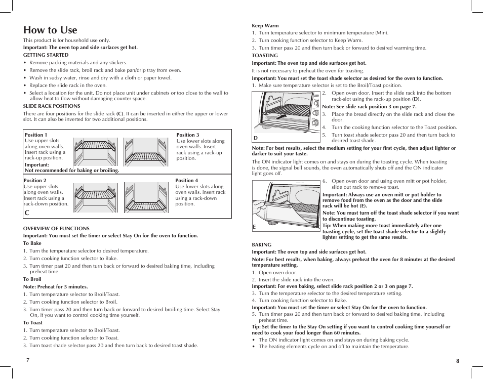 How to use | Black & Decker CTO6120B User Manual | Page 5 / 23