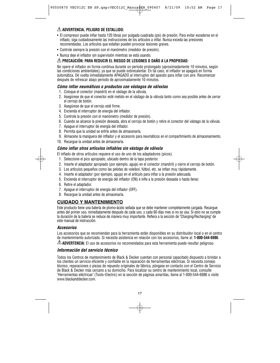 Black & Decker Start-It VEC012C User Manual | Page 18 / 19