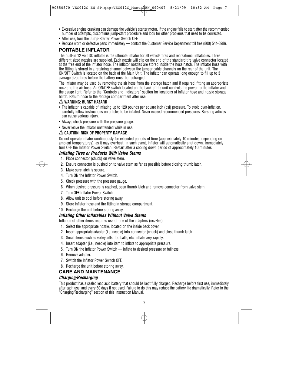 Black & Decker Start-It VEC012C User Manual | Page 8 / 19