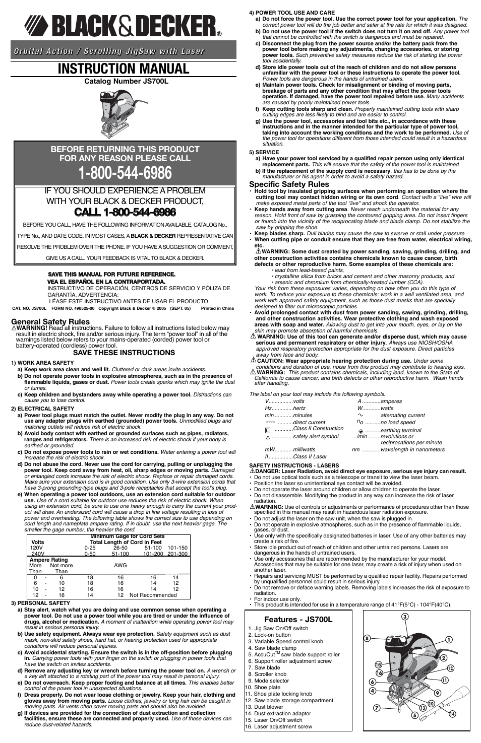Black & Decker JS700L User Manual | 7 pages