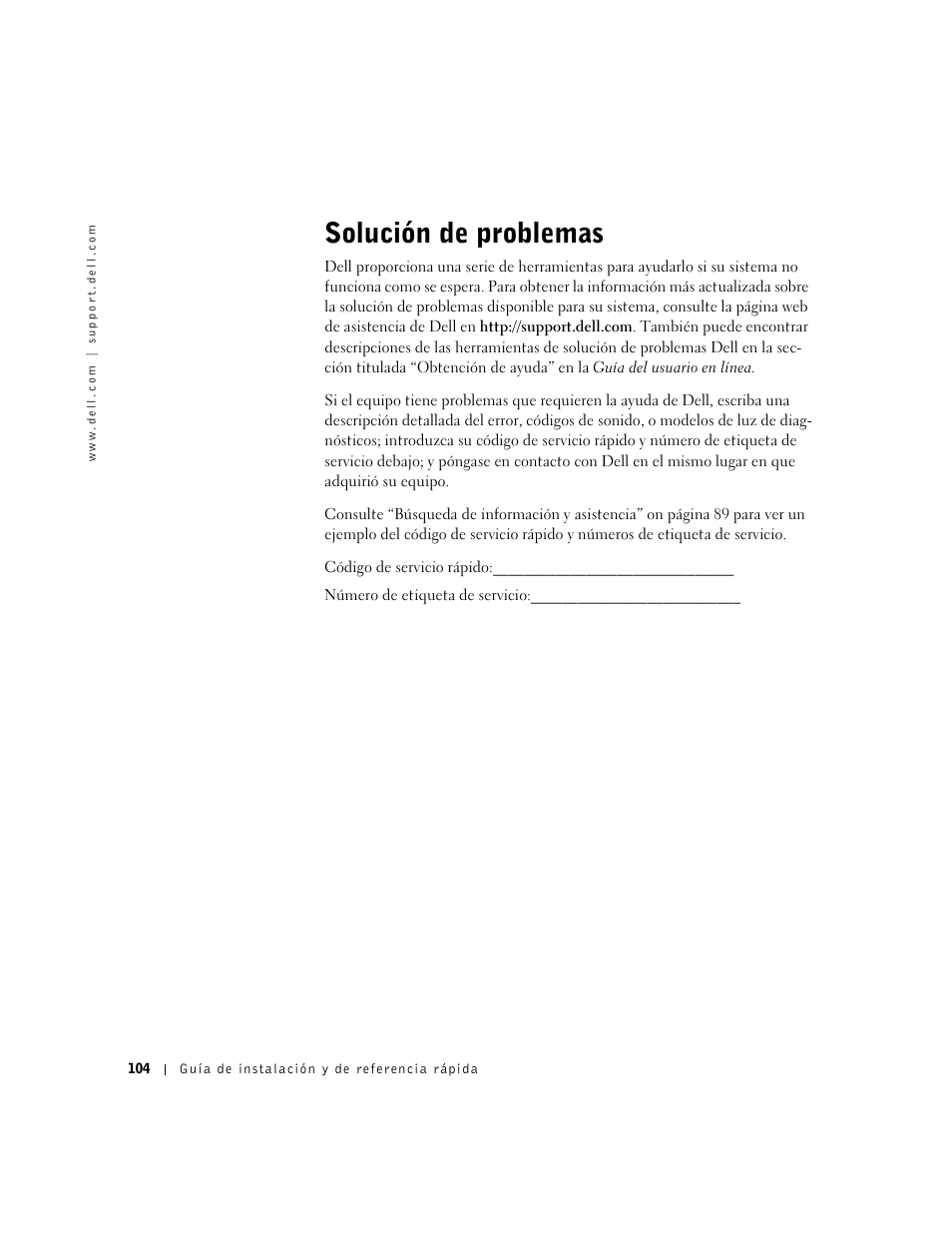 Solución de problemas | Dell OptiPlex GX240 User Manual | Page 106 / 121