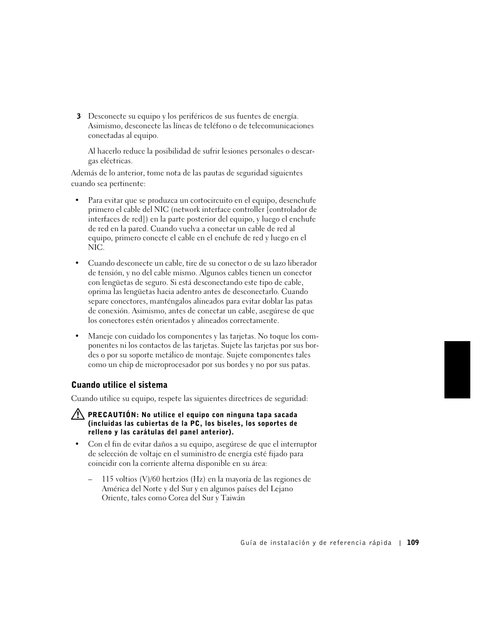 Cuando utilice el sistema | Dell OptiPlex GX240 User Manual | Page 111 / 121