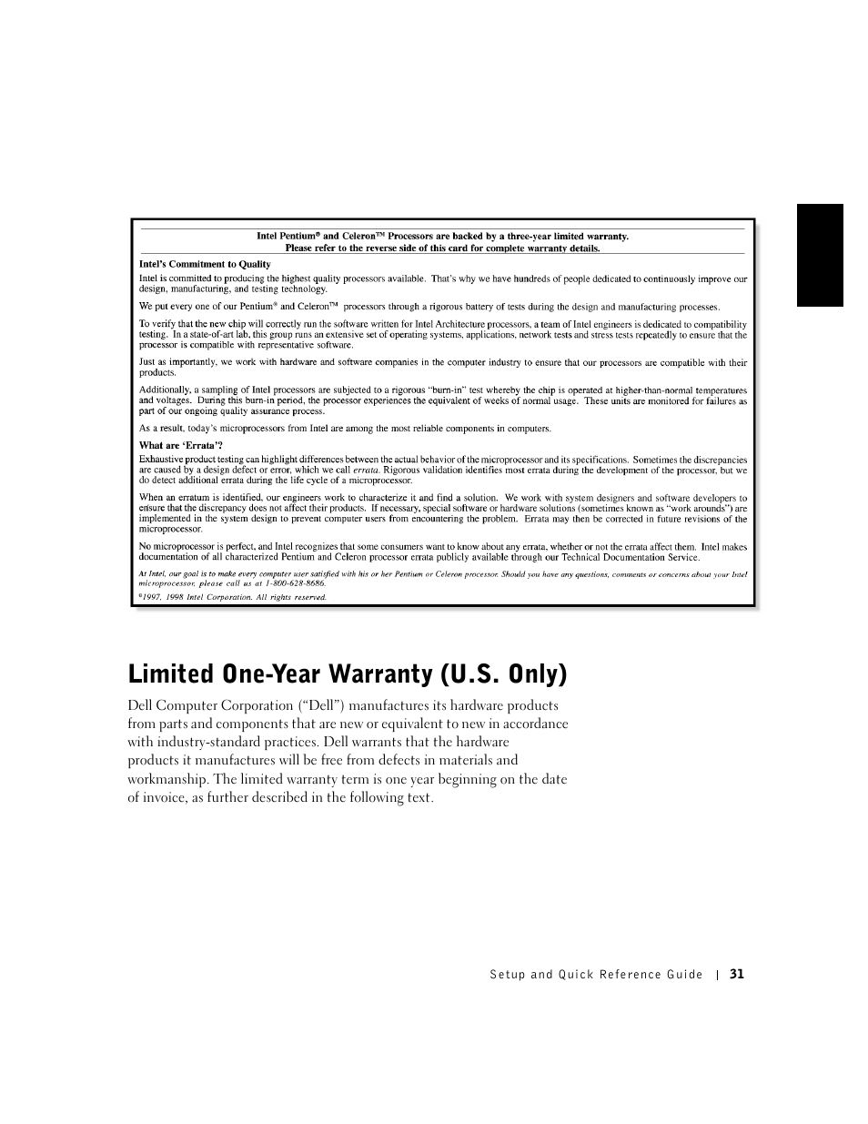 Limited one-year warranty (u.s. only) | Dell OptiPlex GX240 User Manual | Page 33 / 121