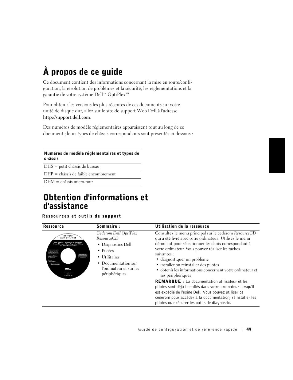 À propos de ce guide, Obtention d'informations et d'assistance, Français | Obtention d'informations et d'assistance | Dell OptiPlex GX240 User Manual | Page 51 / 121