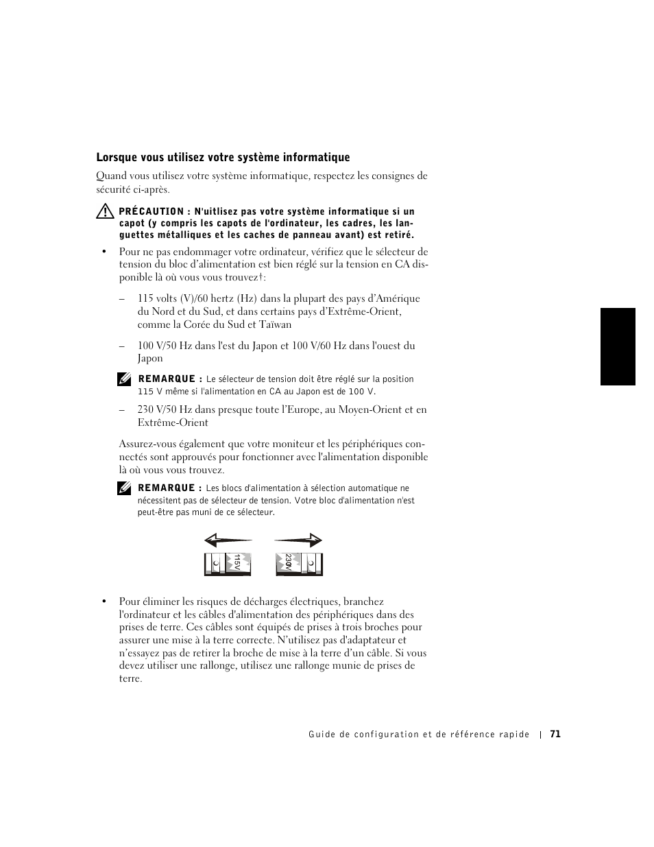 Lorsque vous utilisez votre système informatique | Dell OptiPlex GX240 User Manual | Page 73 / 121