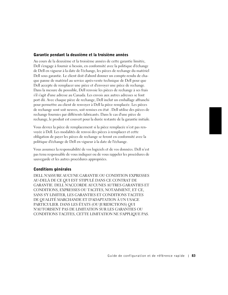 Conditions générales | Dell OptiPlex GX240 User Manual | Page 85 / 121