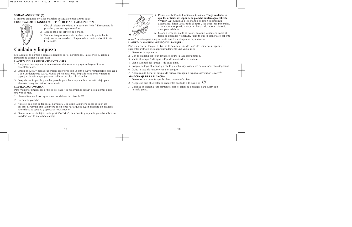 Cuidado y limpieza | Black & Decker PI9000 User Manual | Page 10 / 19