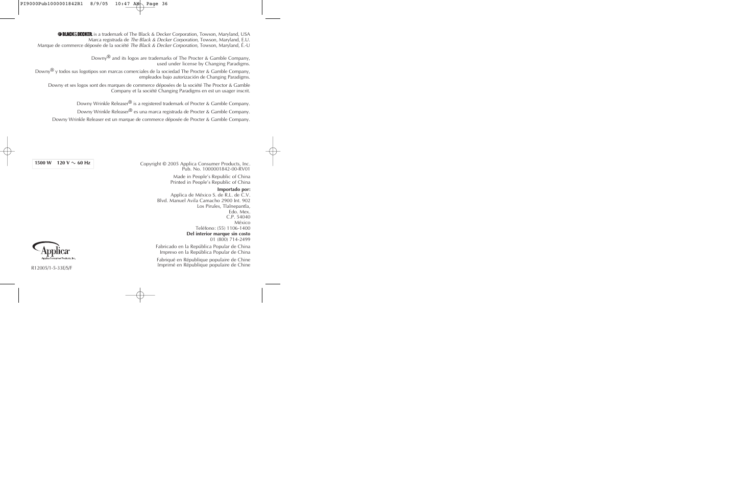 Black & Decker PI9000 User Manual | Page 19 / 19