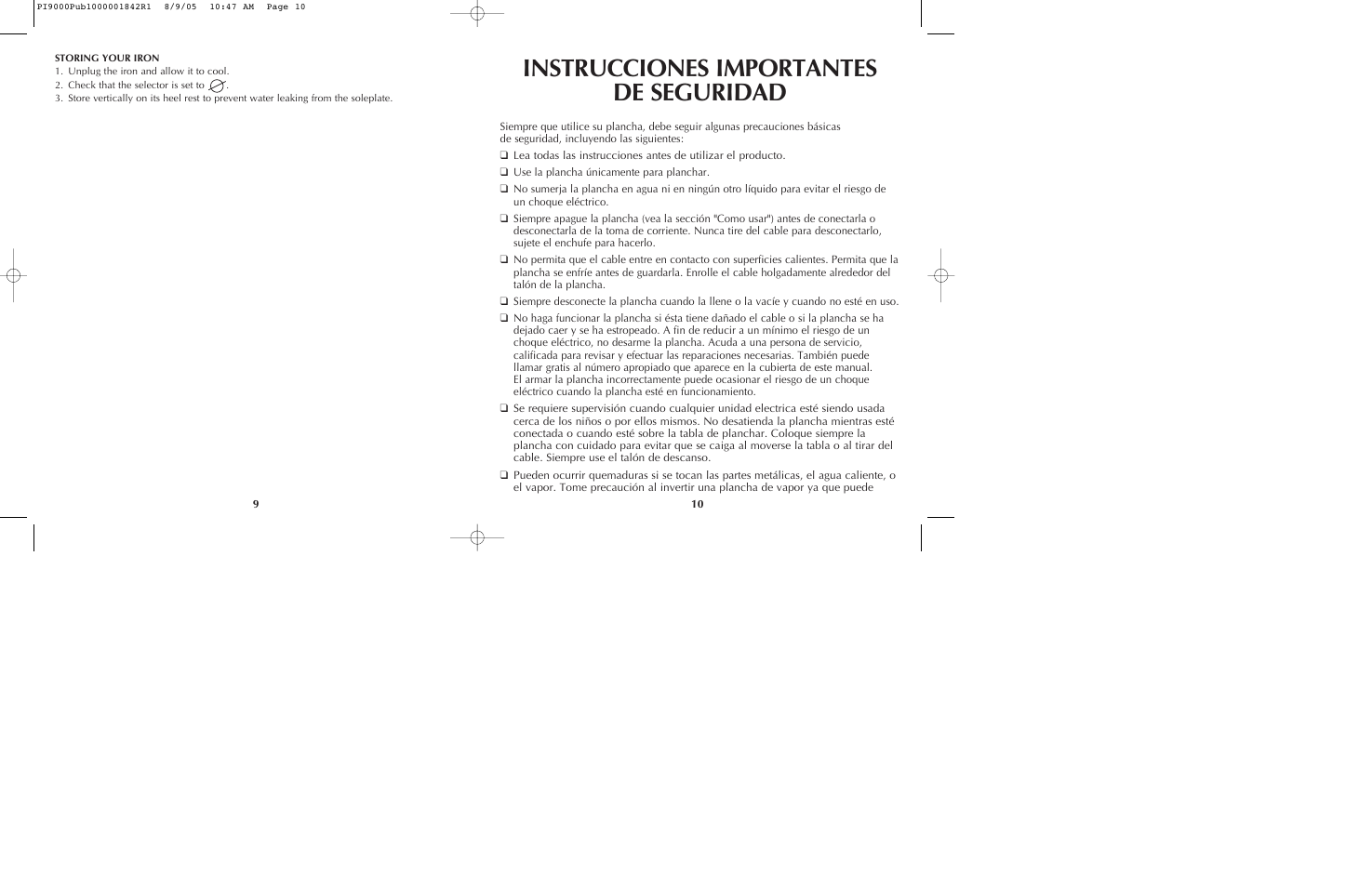 Instrucciones importantes de seguridad | Black & Decker PI9000 User Manual | Page 6 / 19