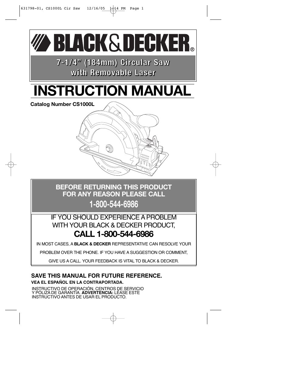 Black & Decker CS1000L User Manual | 38 pages