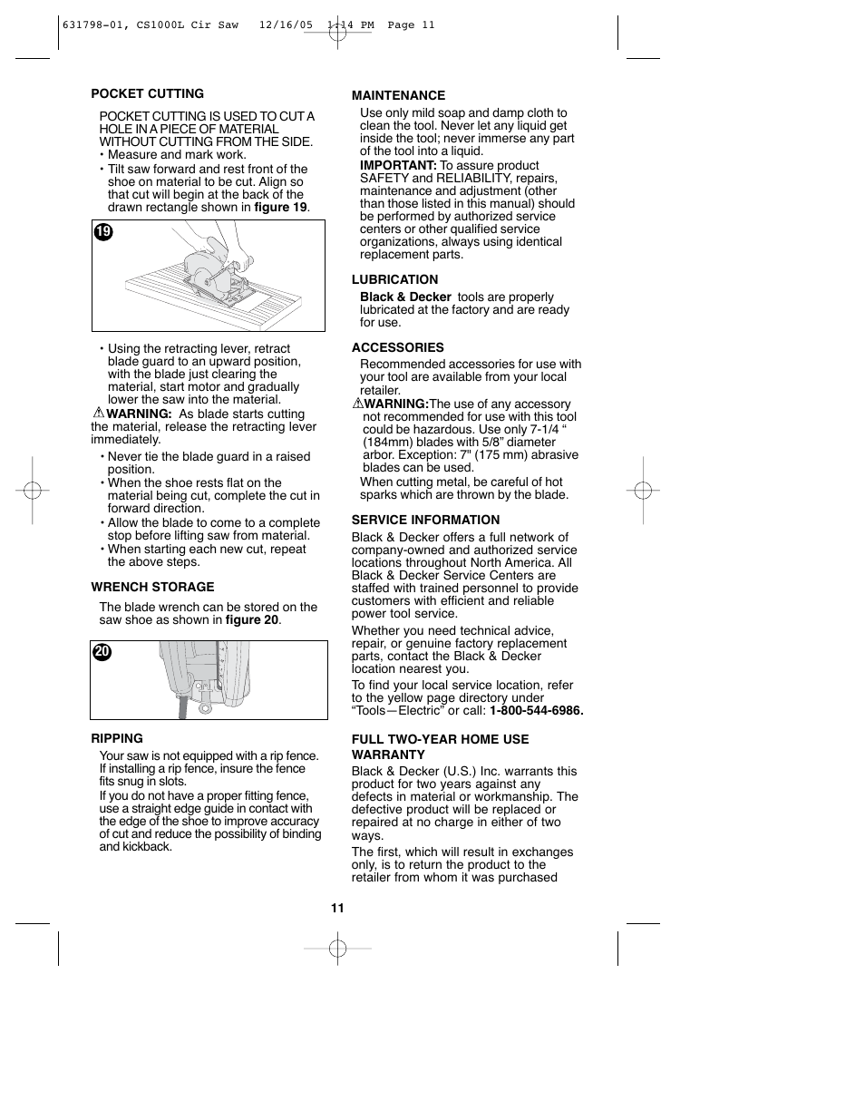 Black & Decker CS1000L User Manual | Page 11 / 38