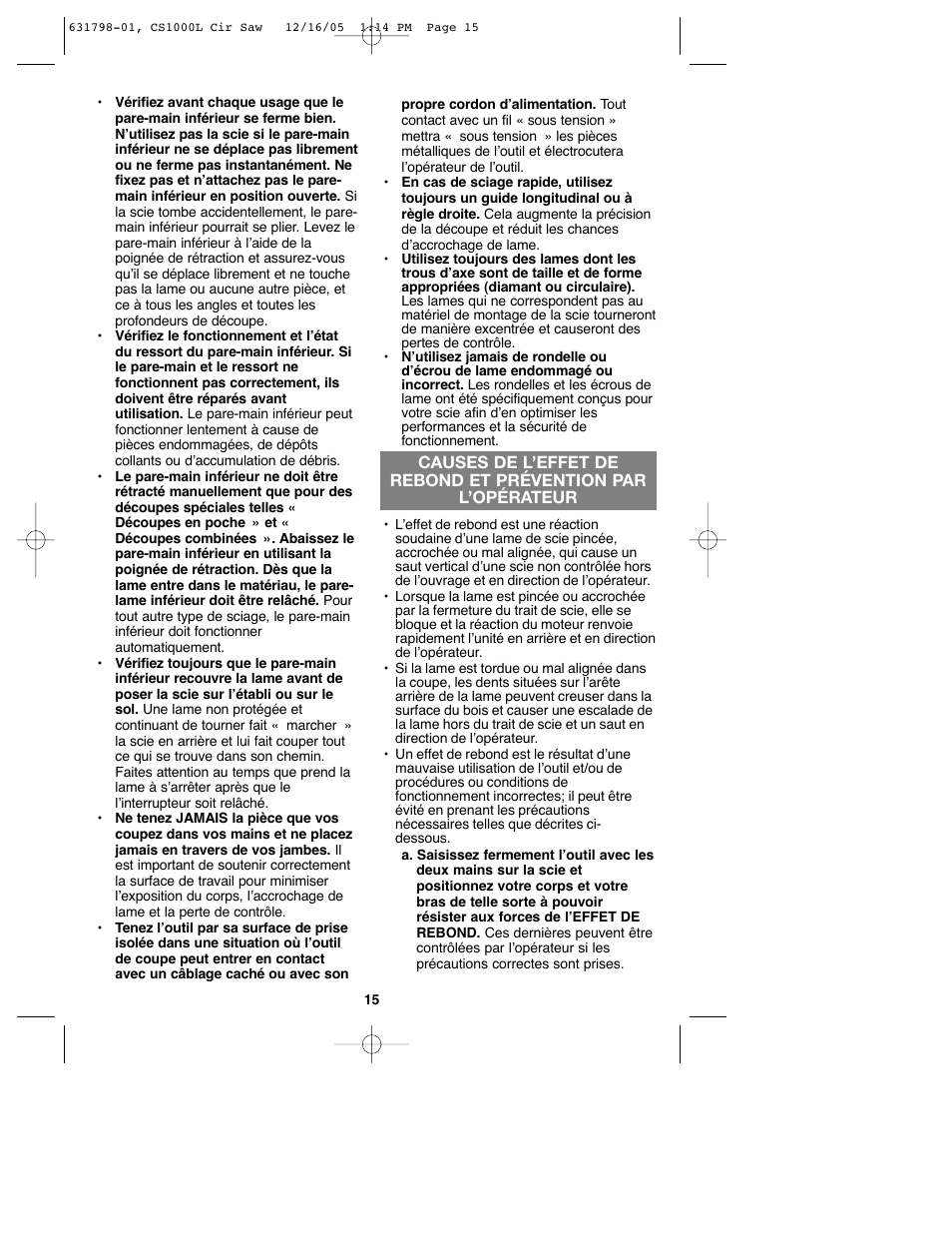Black & Decker CS1000L User Manual | Page 15 / 38