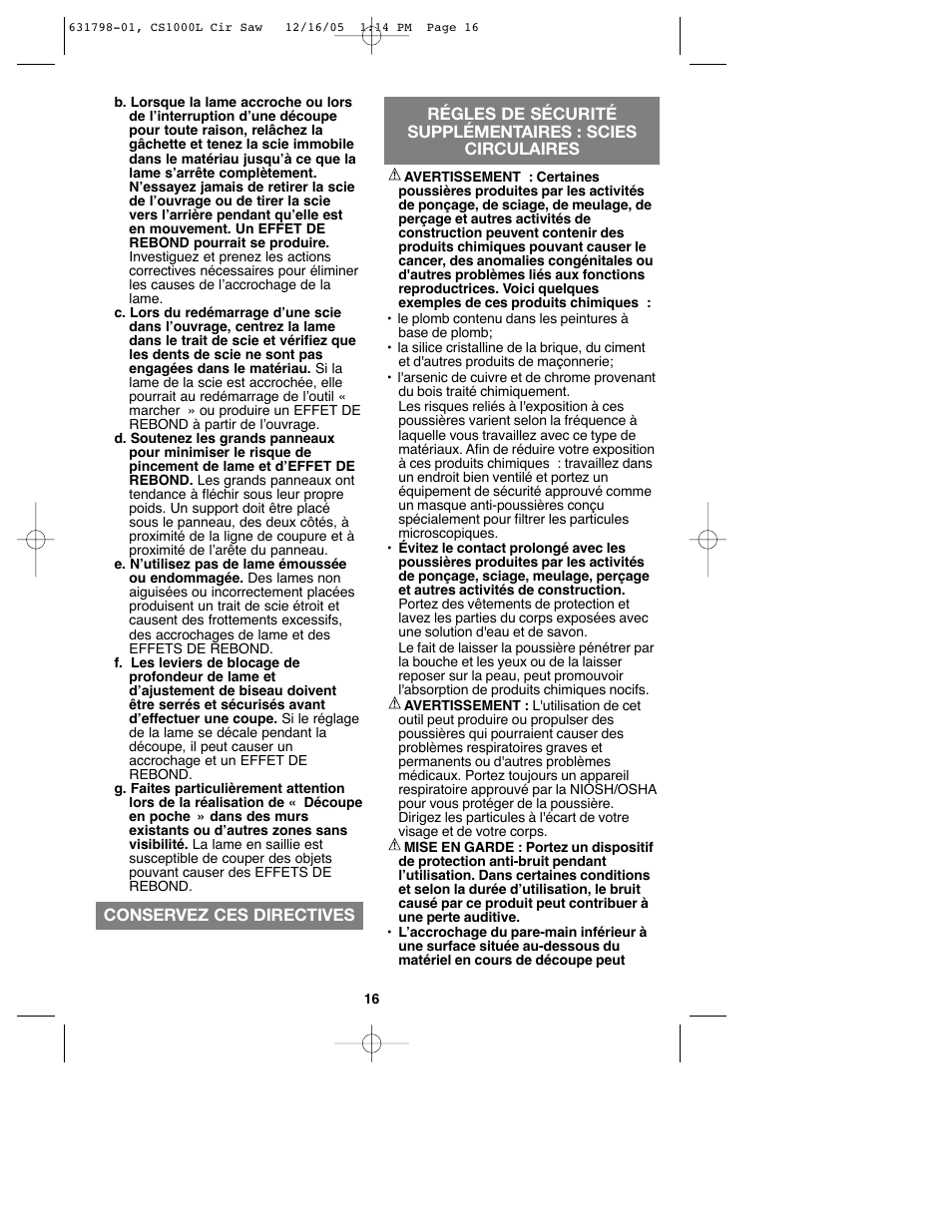 Black & Decker CS1000L User Manual | Page 16 / 38