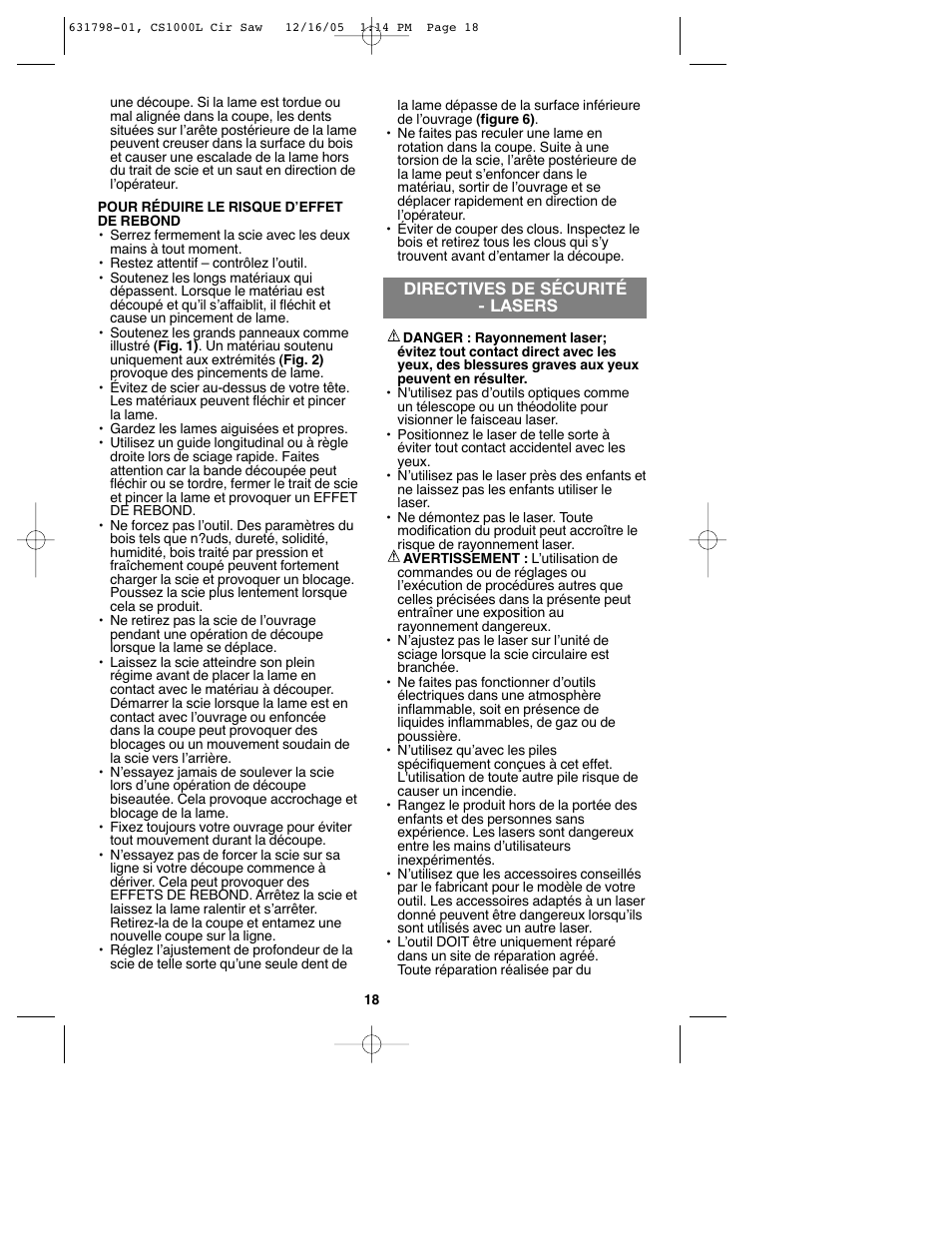 Black & Decker CS1000L User Manual | Page 18 / 38