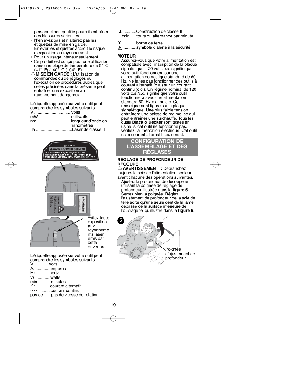 Black & Decker CS1000L User Manual | Page 19 / 38