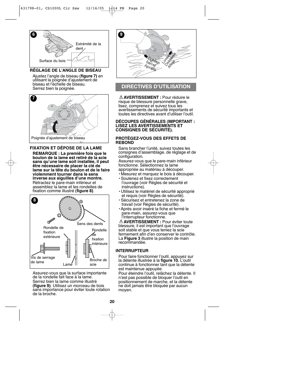 Black & Decker CS1000L User Manual | Page 20 / 38