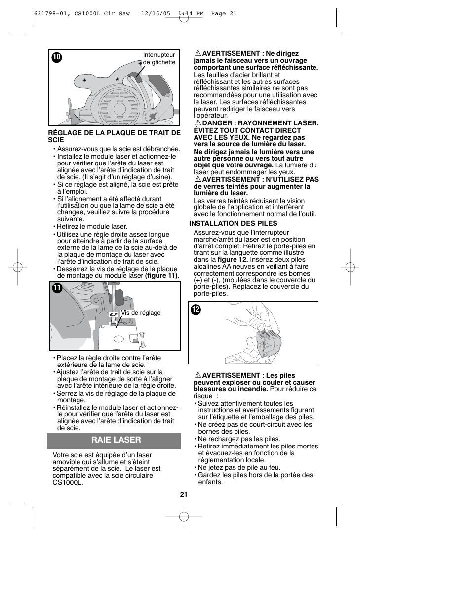 Black & Decker CS1000L User Manual | Page 21 / 38