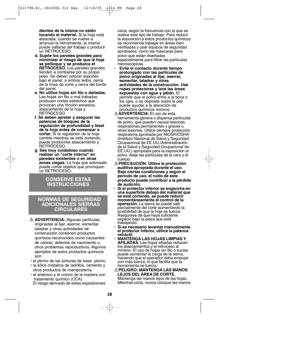 Black & Decker CS1000L User Manual | Page 28 / 38