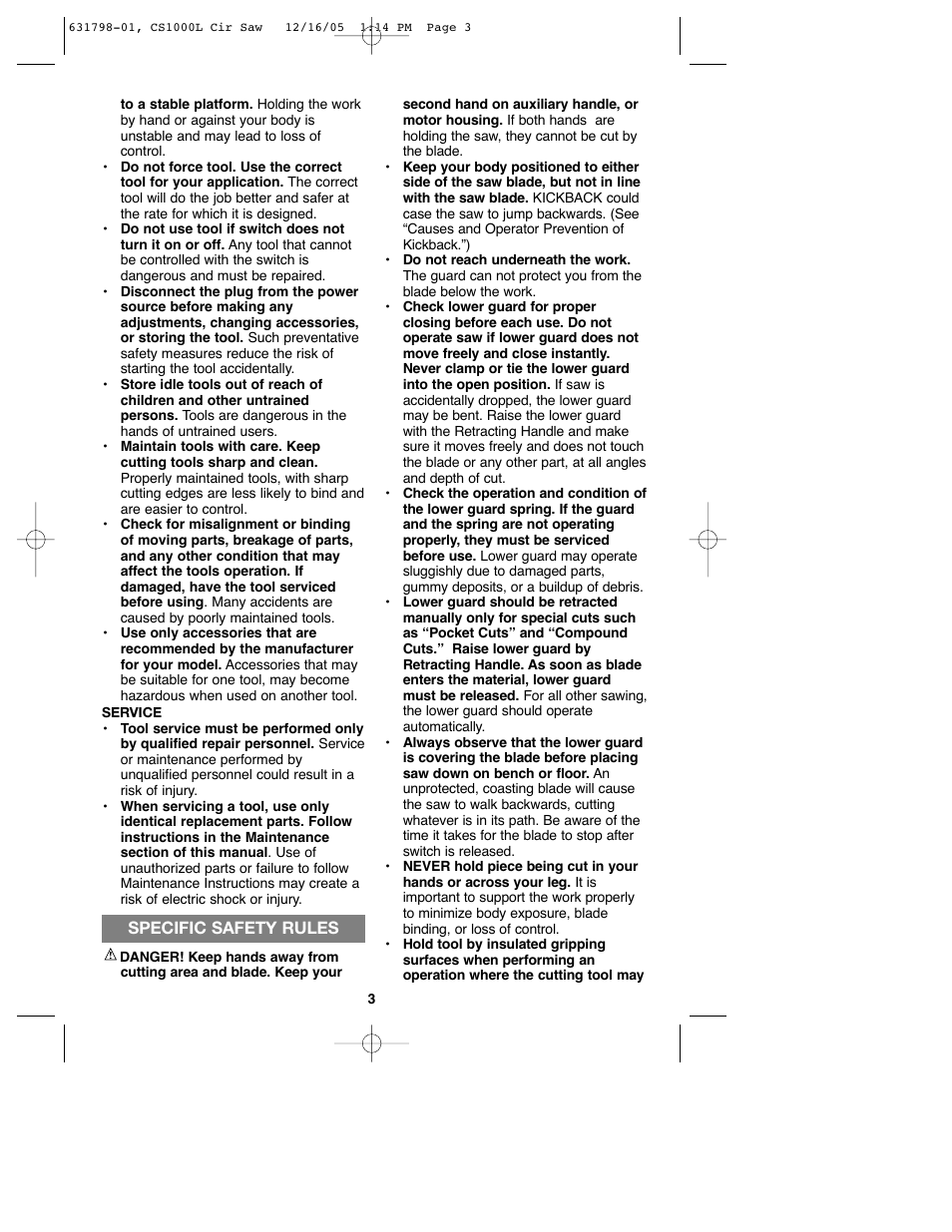 Black & Decker CS1000L User Manual | Page 3 / 38