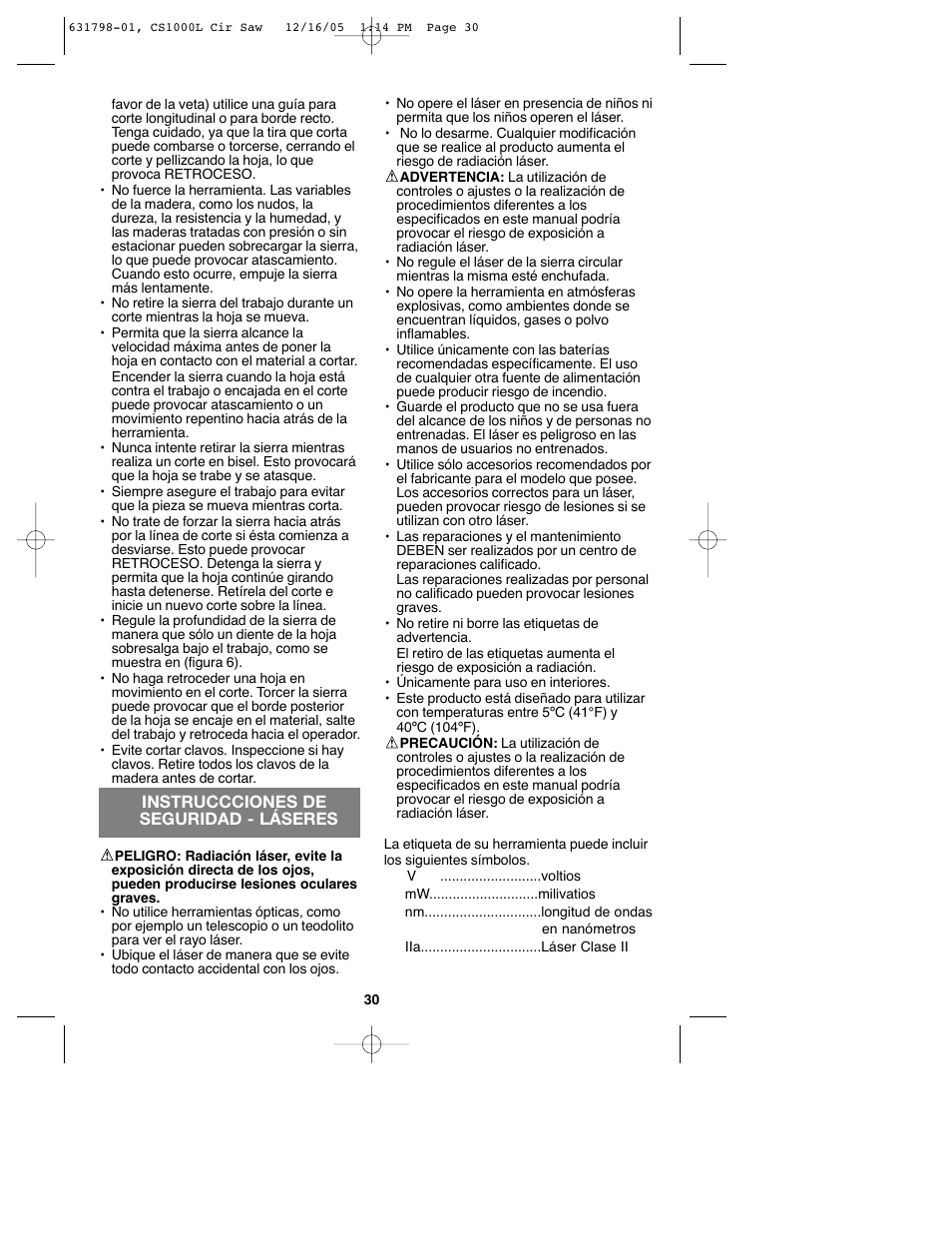 Black & Decker CS1000L User Manual | Page 30 / 38