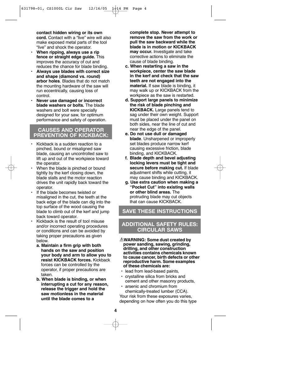 Black & Decker CS1000L User Manual | Page 4 / 38
