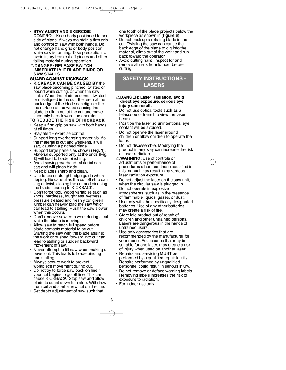 Black & Decker CS1000L User Manual | Page 6 / 38