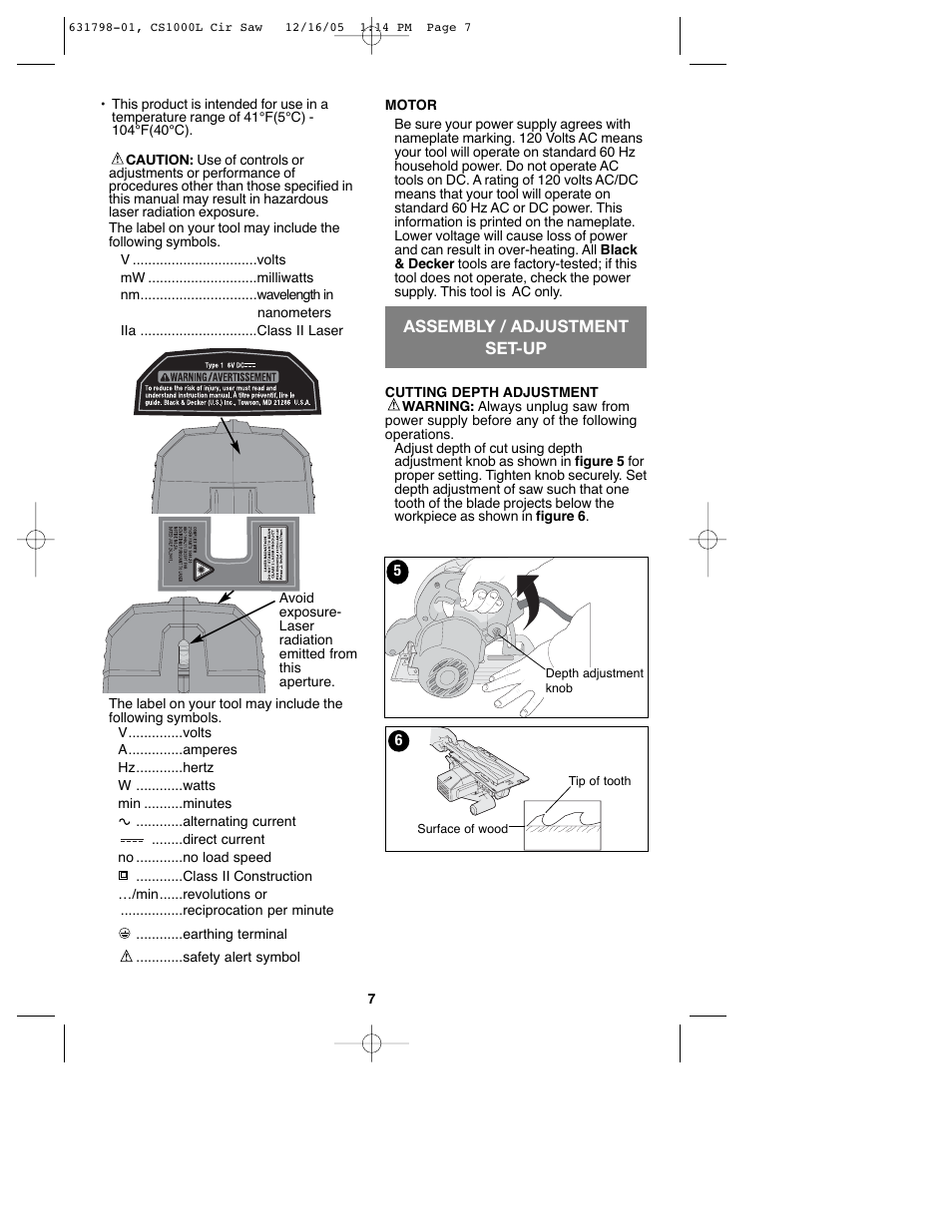 Black & Decker CS1000L User Manual | Page 7 / 38