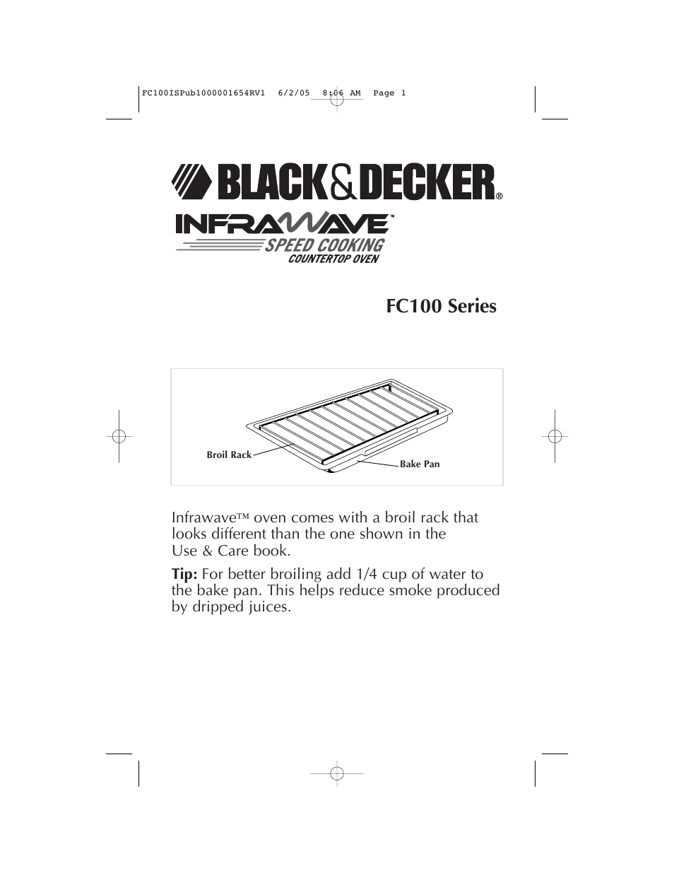 Black & Decker INFRAWAVE FC100 User Manual | 2 pages