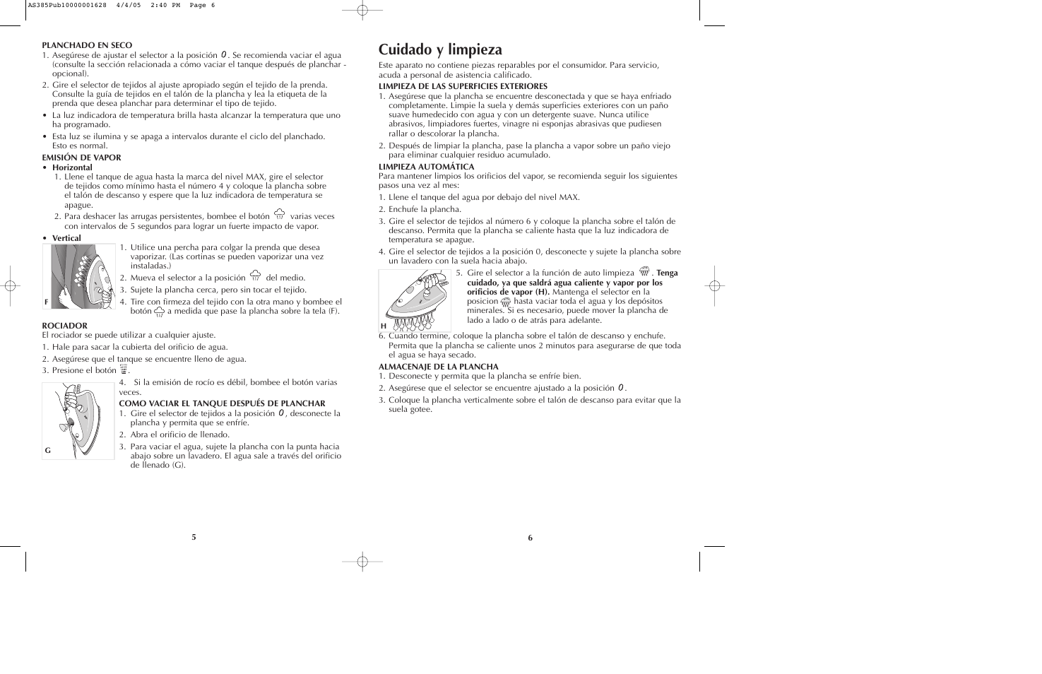Cuidado y limpieza | Black & Decker AS385 User Manual | Page 4 / 11