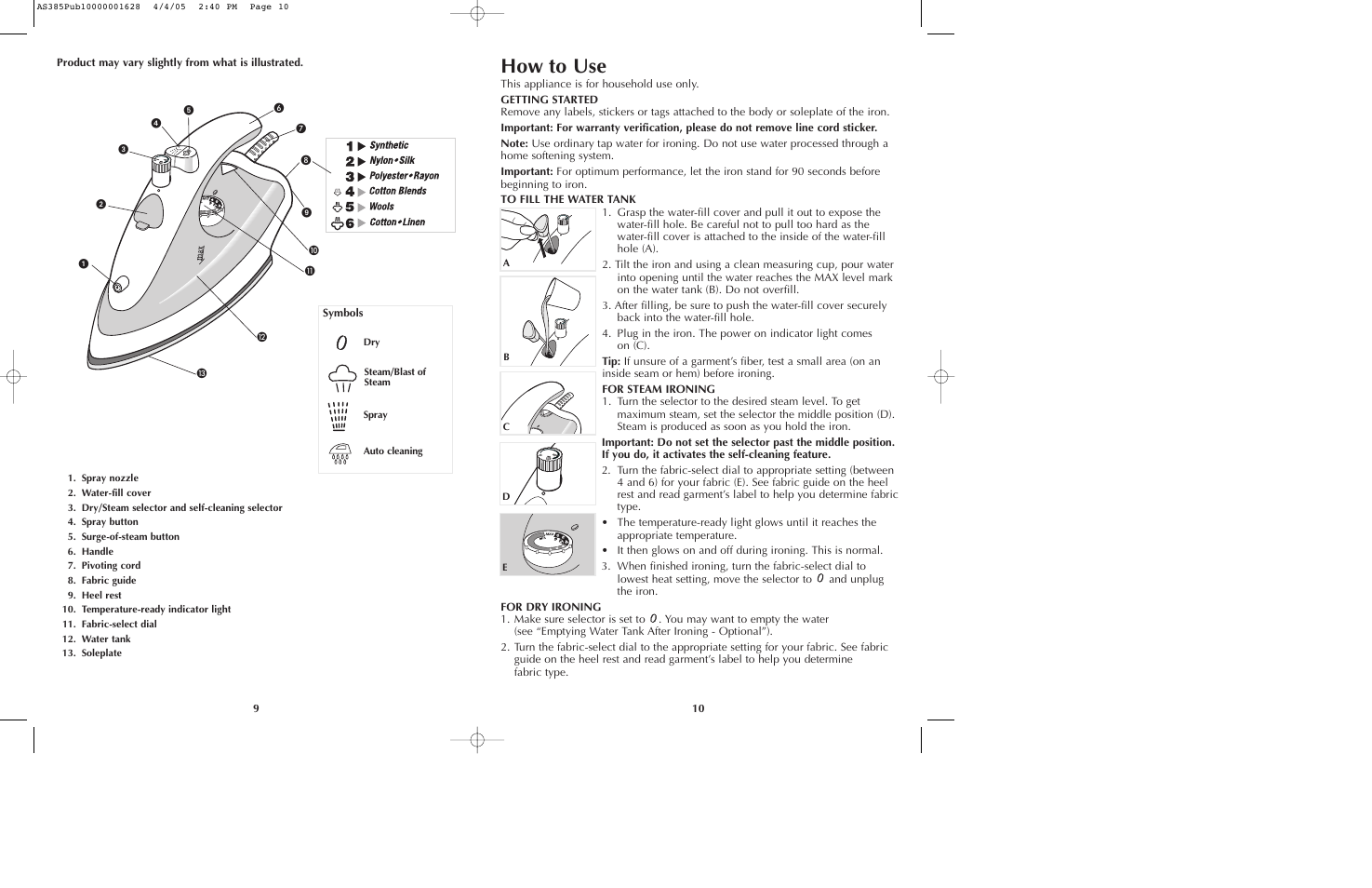 How to use | Black & Decker AS385 User Manual | Page 6 / 11