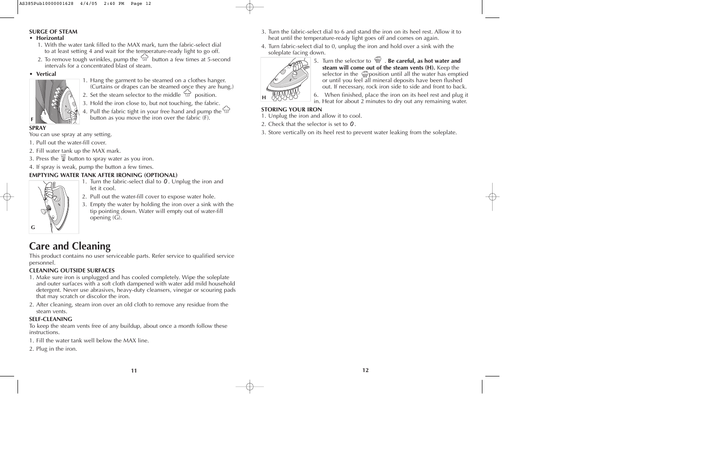 Care and cleaning | Black & Decker AS385 User Manual | Page 7 / 11