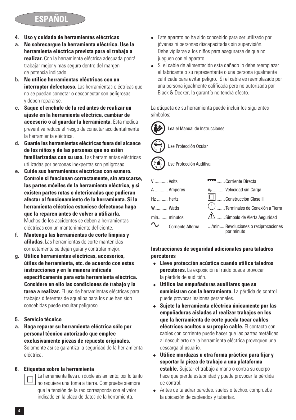 Español | Black & Decker Linea Pro TM650 User Manual | Page 4 / 12