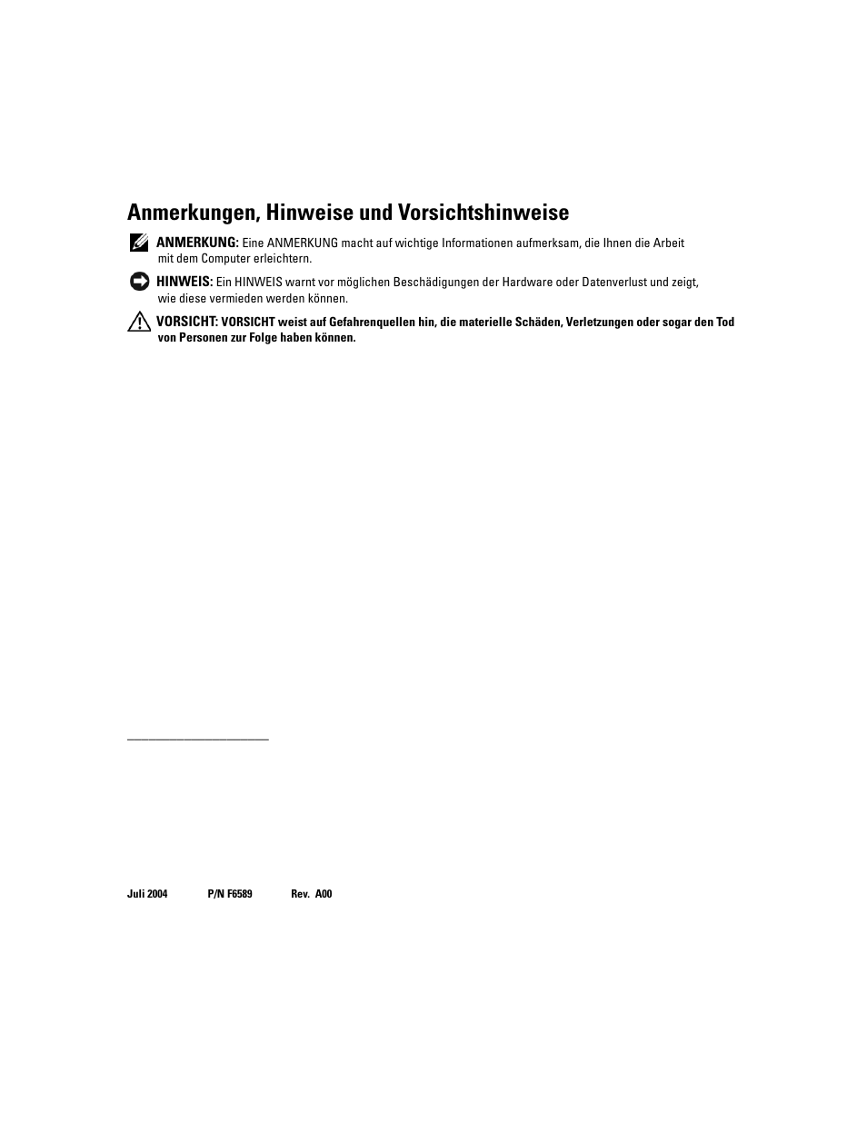 Anmerkungen, hinweise und vorsichtshinweise | Dell PowerEdge 2850 User Manual | Page 26 / 54