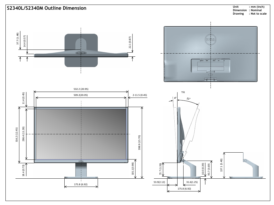 Dell S2340L Monitor User Manual | 1 page