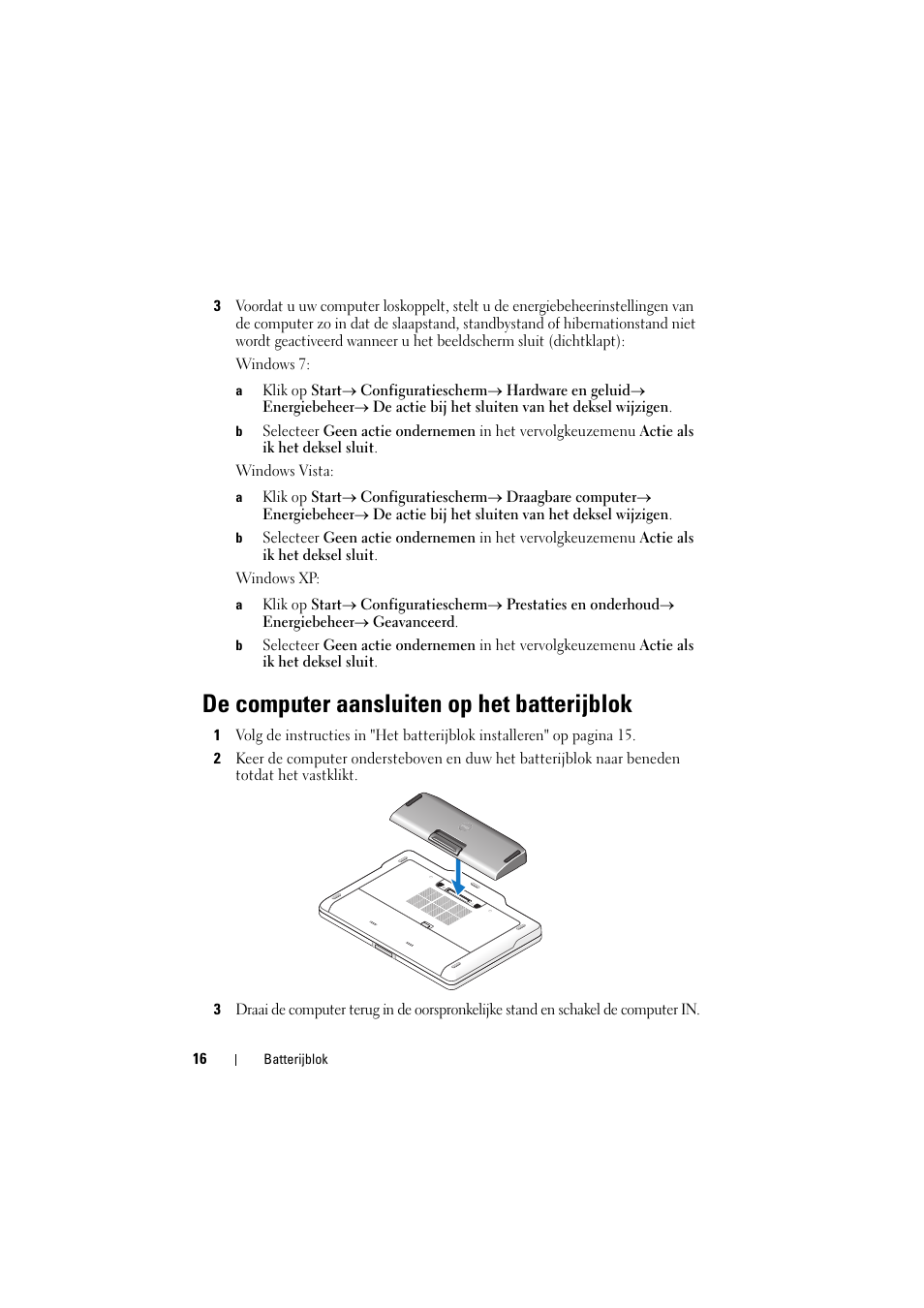 De computer aansluiten op het batterijblok | Dell Latitude E5520M (Early 2011) User Manual | Page 18 / 88