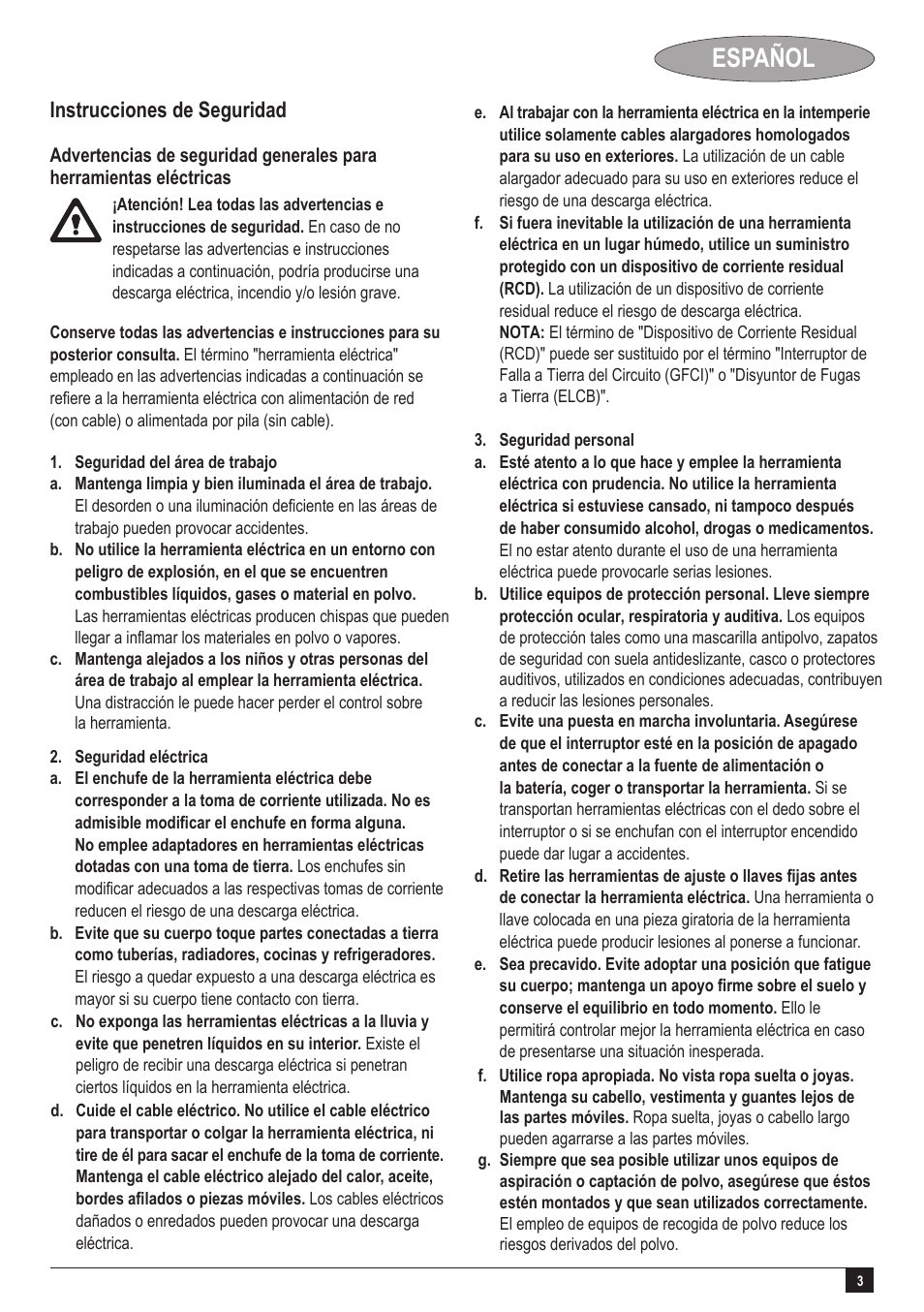 Español, Instrucciones de seguridad | Black & Decker GC1200 User Manual | Page 3 / 18